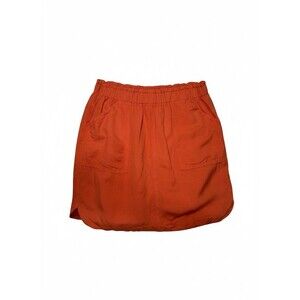 Banana Republic Orange Linen Blend Mini Skirt Size 12, Elastic Waist, Pockets